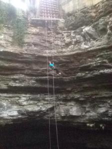 Mandi rappelling.  Doesn't it look scary?!
