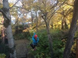 My sister ziplining